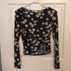 long sleeve black floral top